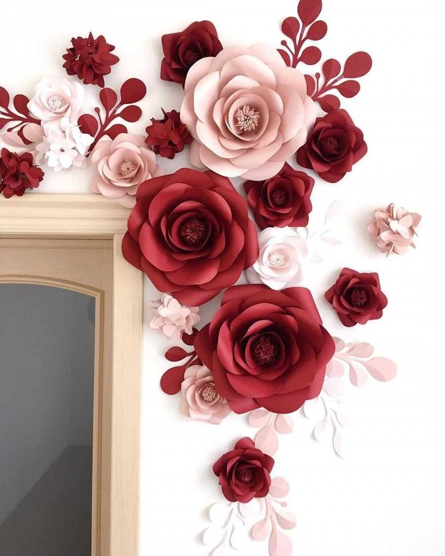 Цветы из бумаги на стену