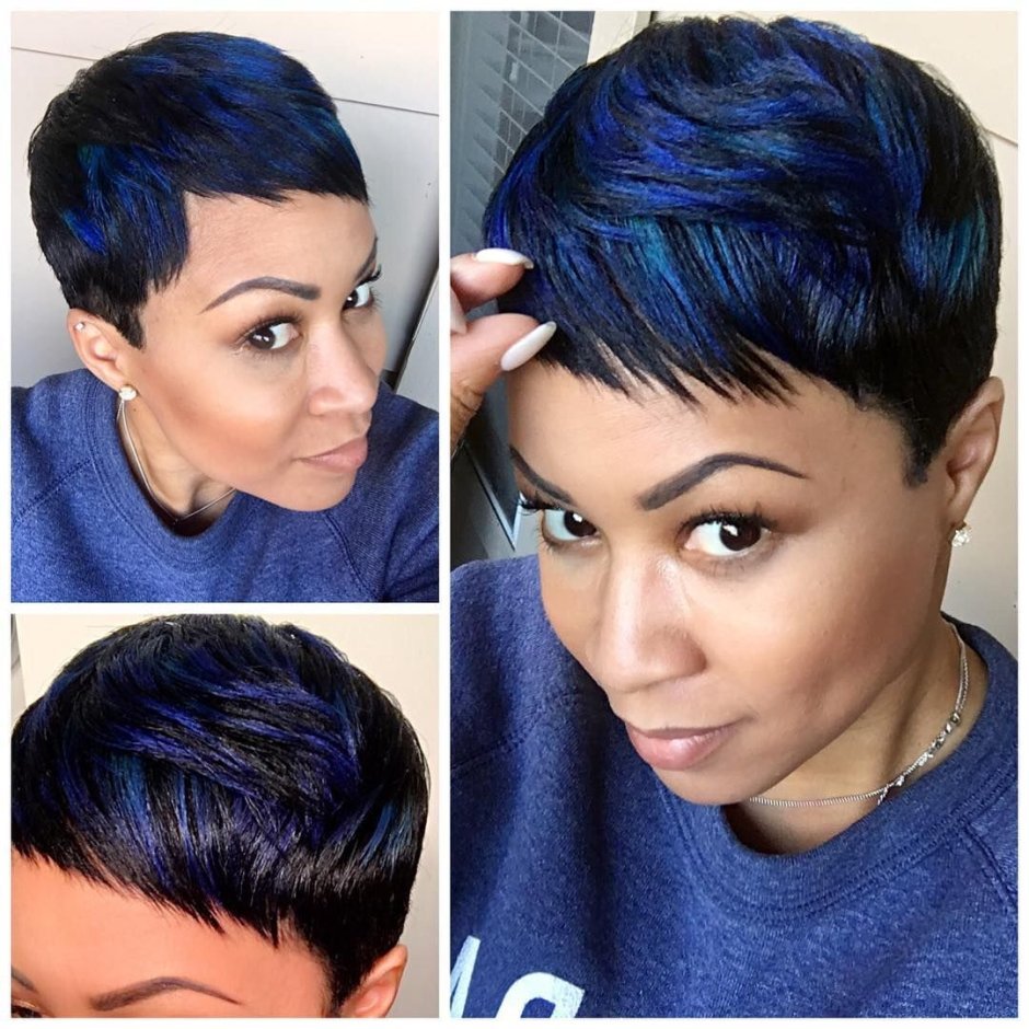Синий цвет волос на короткие волосы