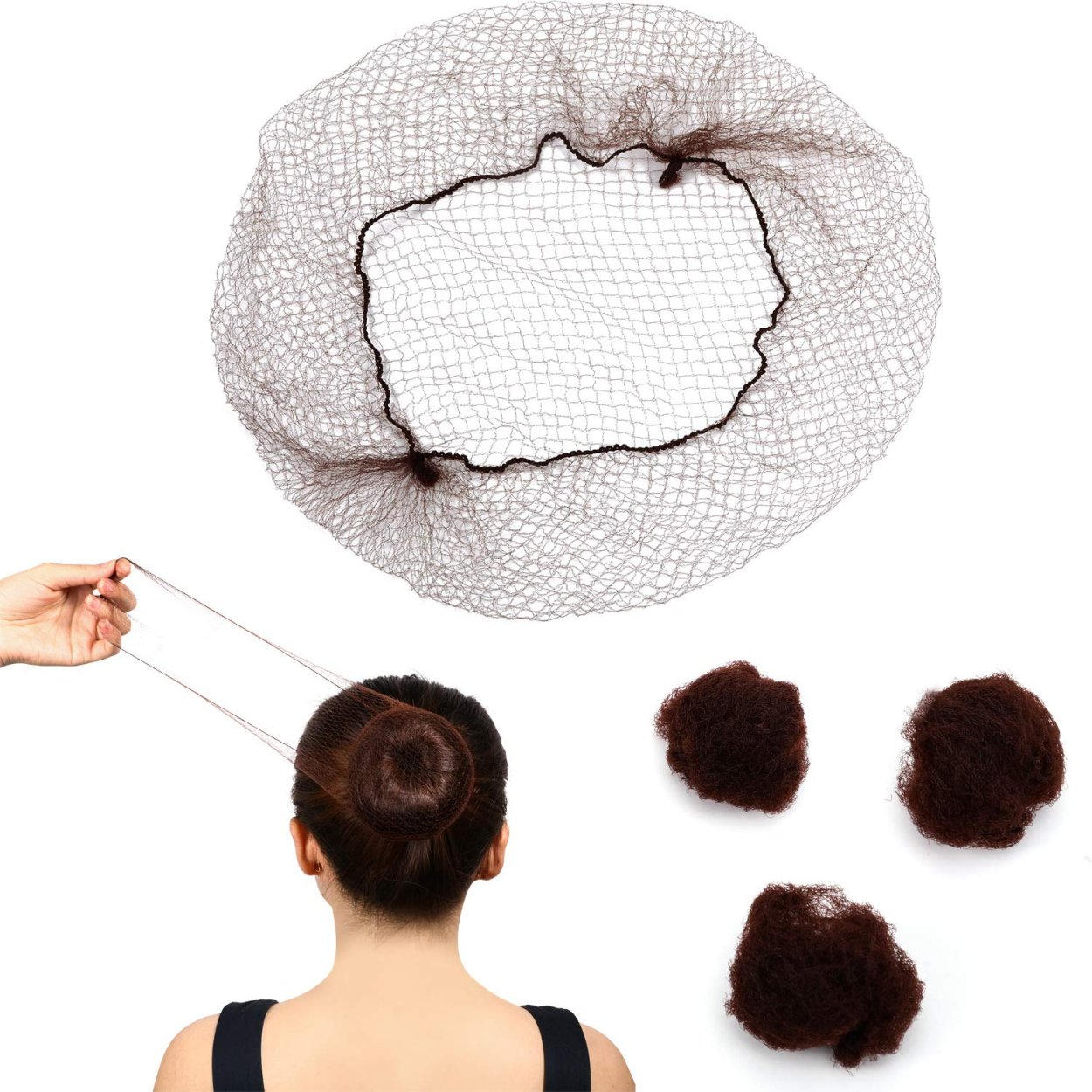 3 Invisible hair nets Queen French Mesh