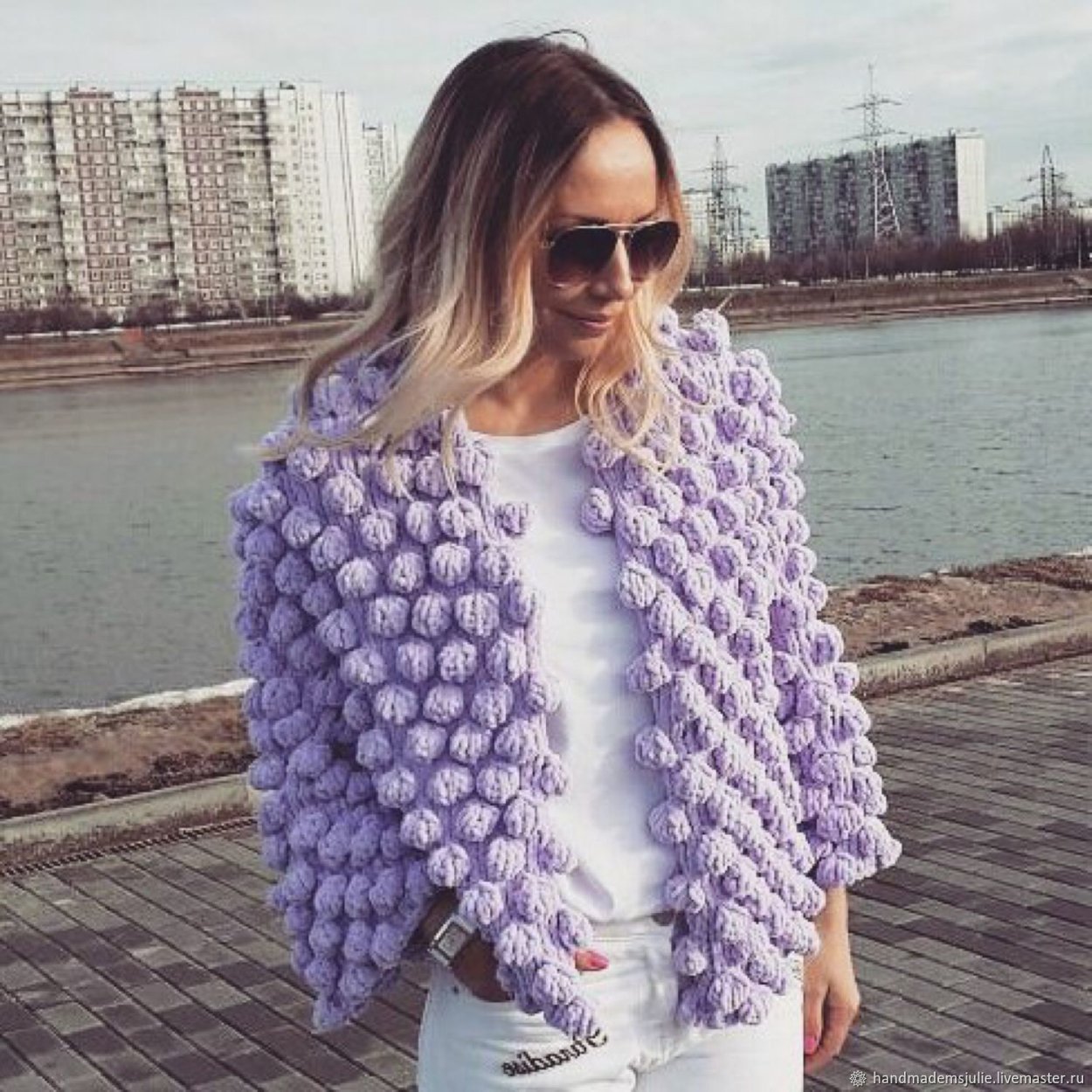 Шишечки Лало кардиган спицами