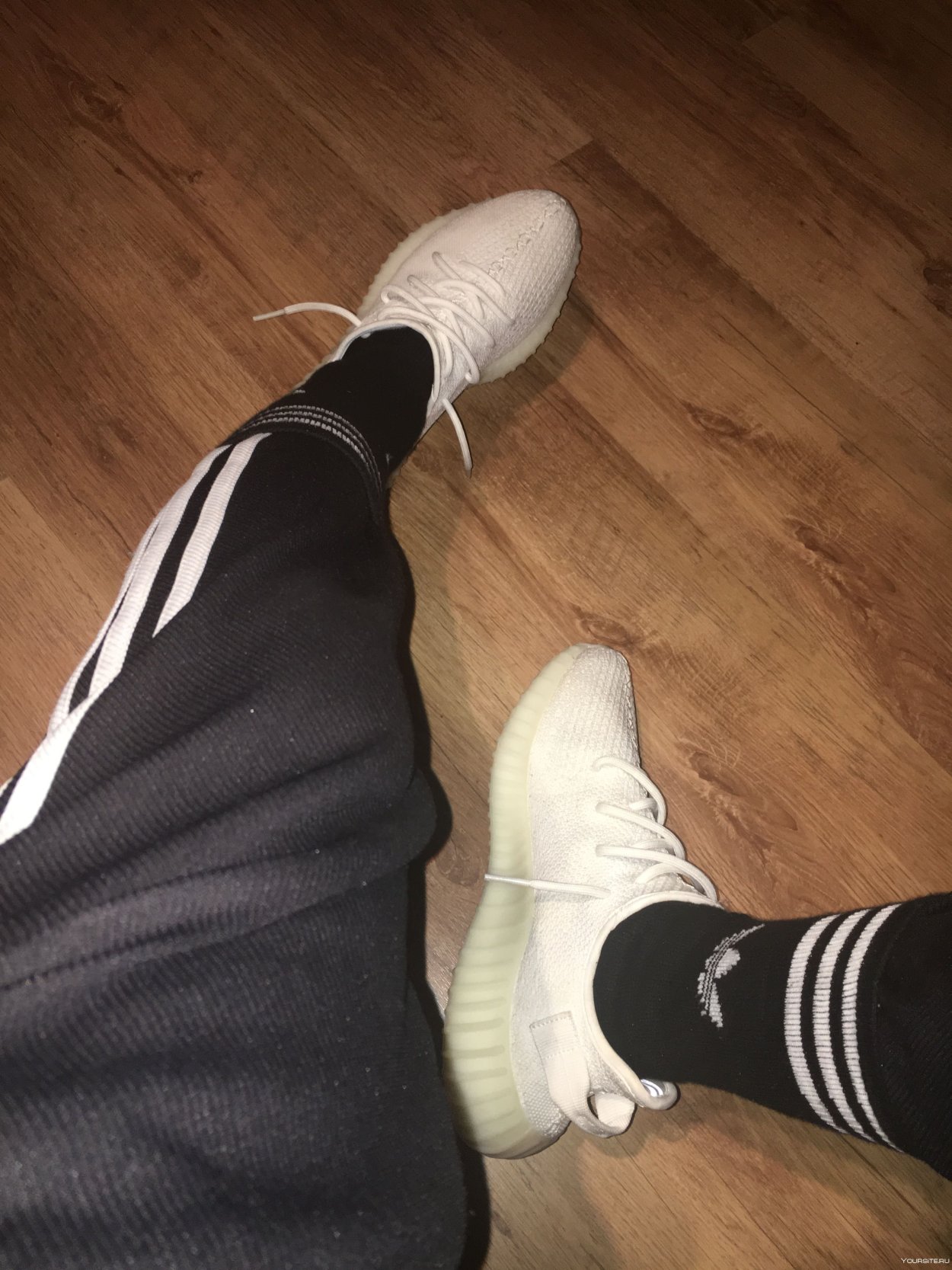 Yeezy 350 bred with White Socks