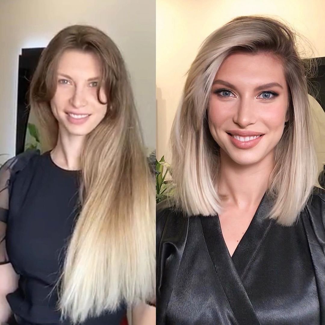 Стрижки до и после