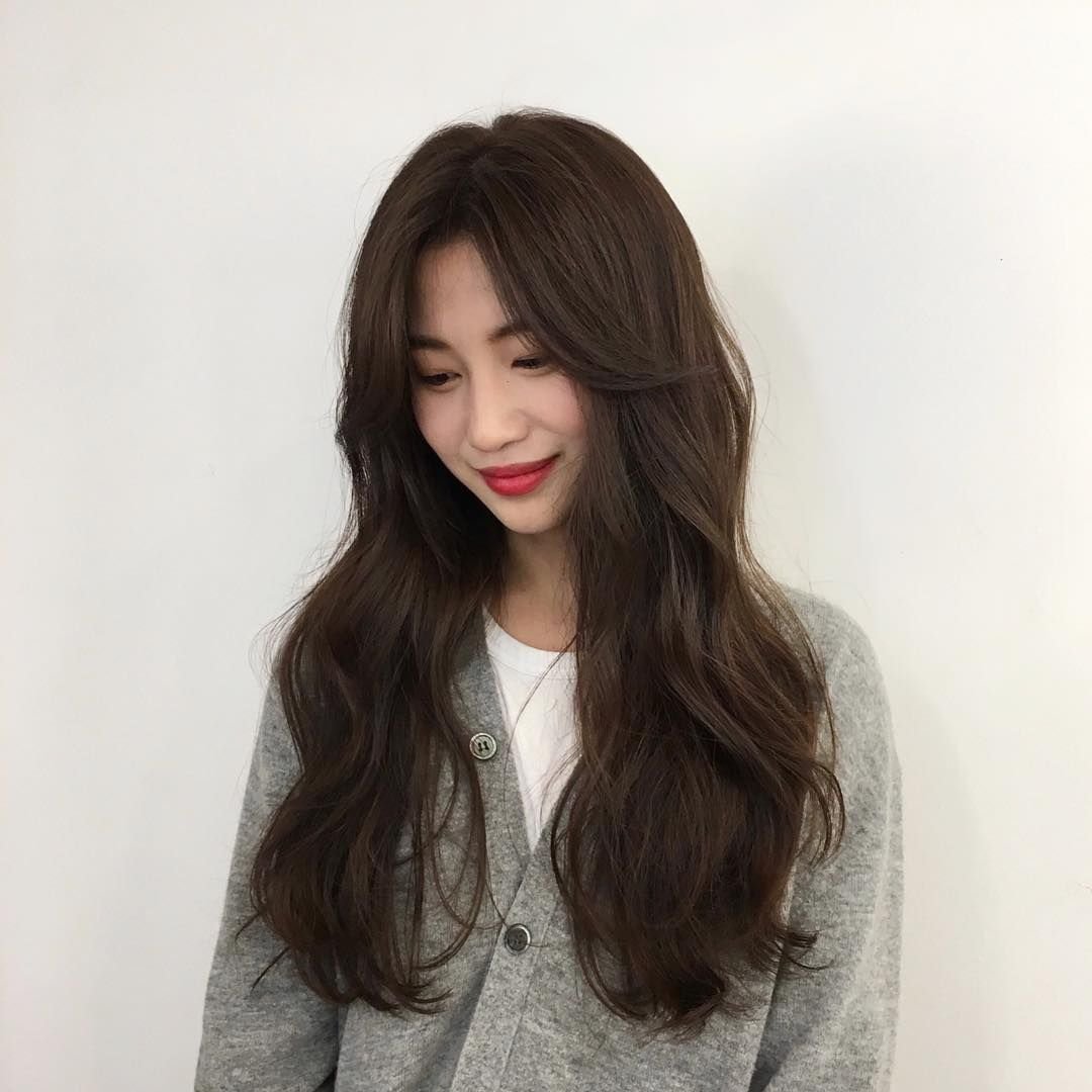 Корейский каскад стрижка на длинные волосы