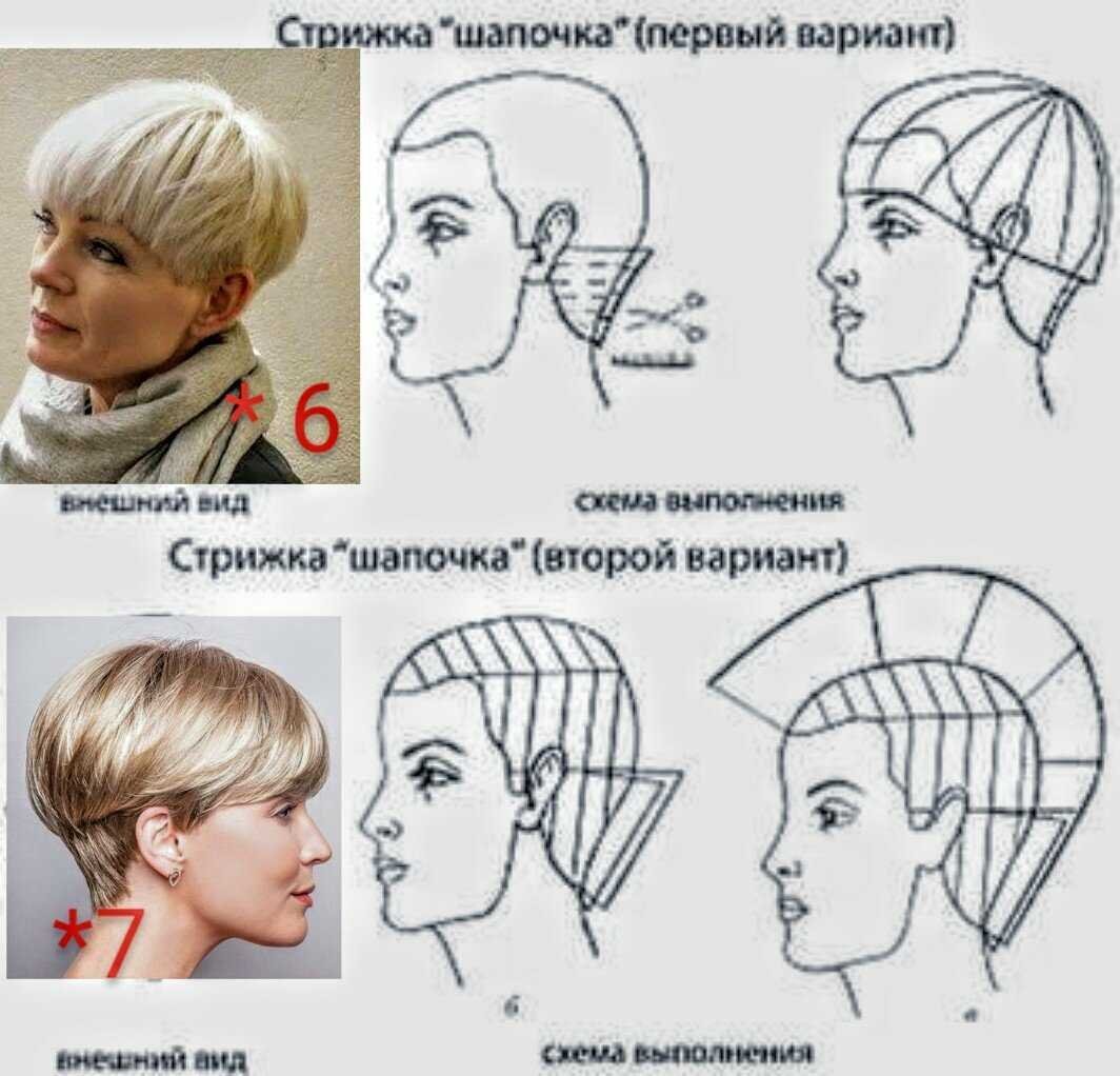 Стрижка Пикси схема выполнения стрижки