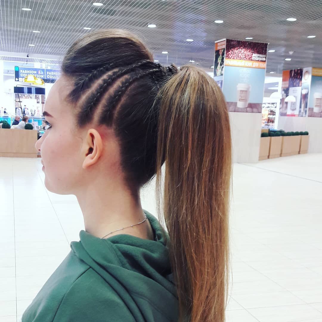 Прическа высокий хвост с начесом