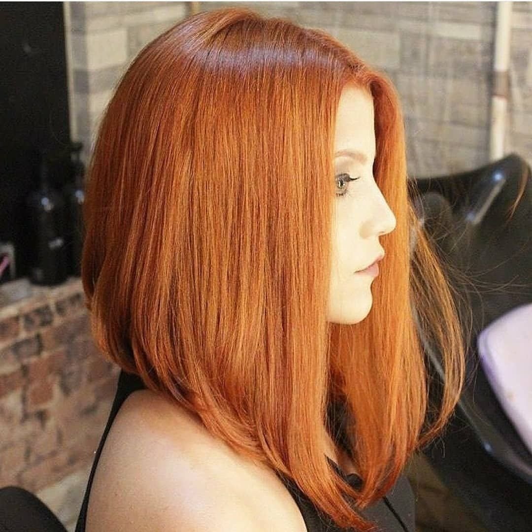Стрижка Lob long-Bob рыжие волосы