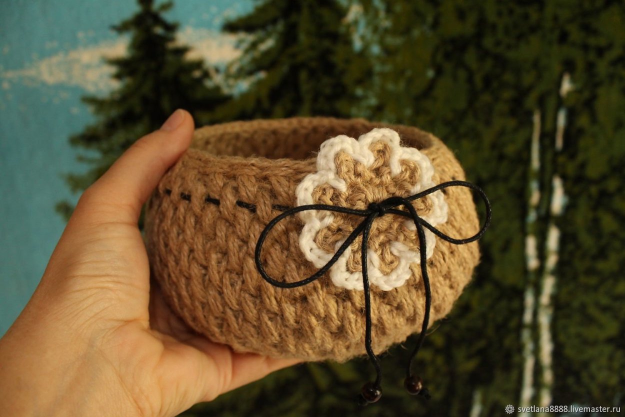 Корзина из джутового шпагата