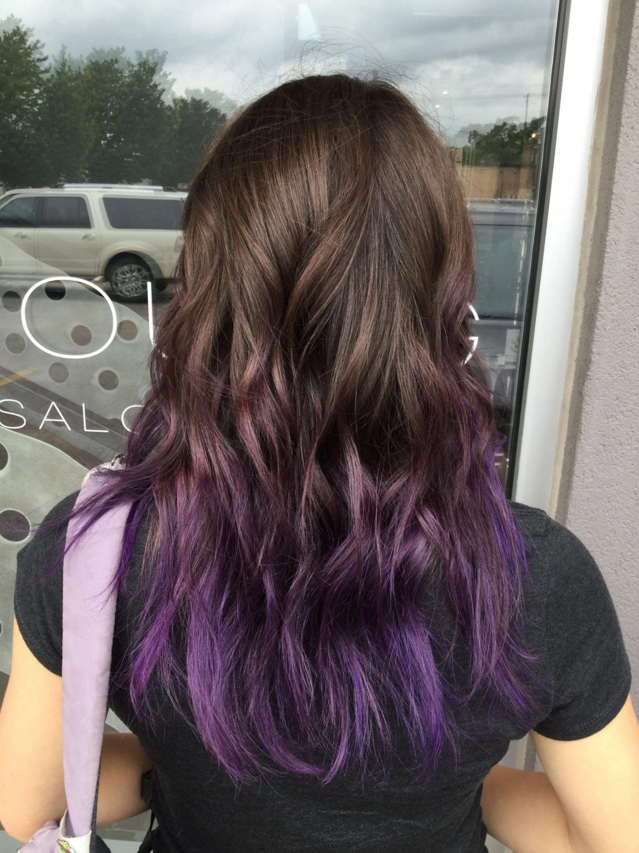 Фиолетовое омбре на русые волосы