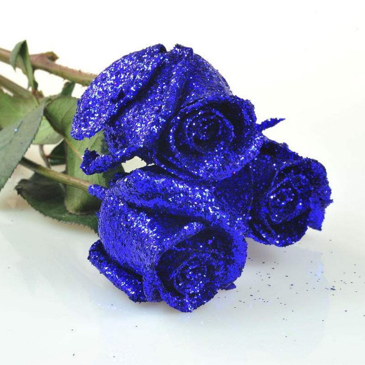 Синие розы с блестками