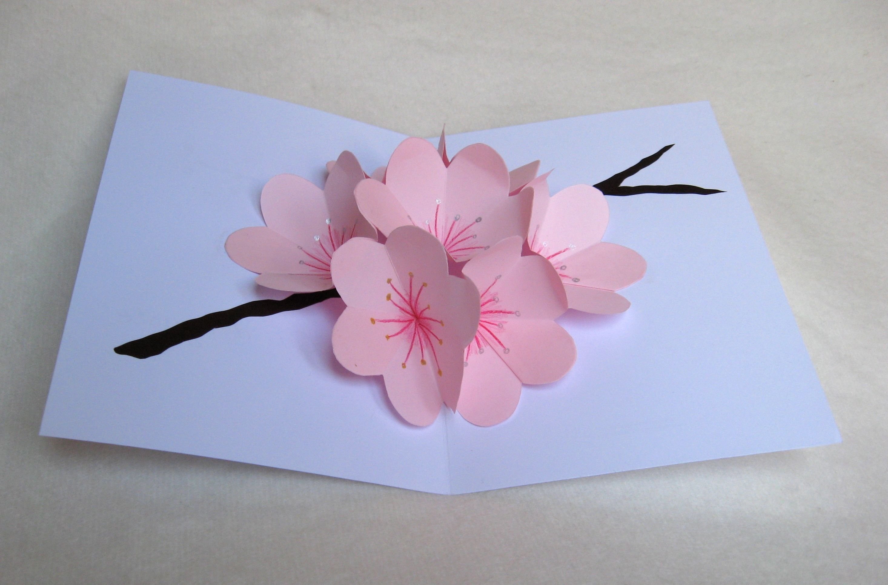 Как сделать цветок внутри открытки