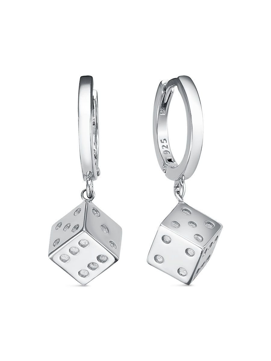 Серьги игральные кубики серебро