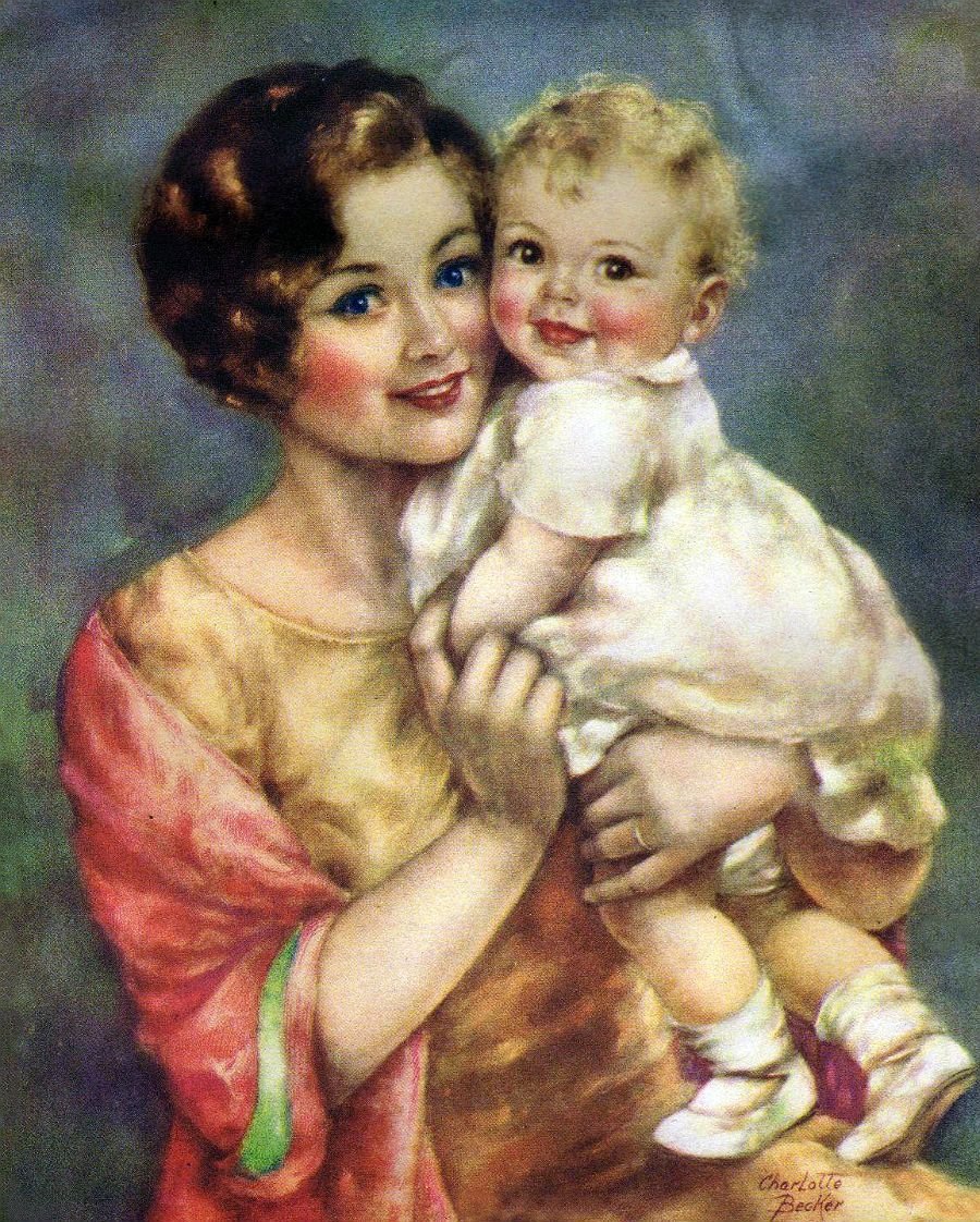 С днем мамы картинки с детьми. Образ матери. Винтажные открытки мама с ребенком. Образ матери в живописи.