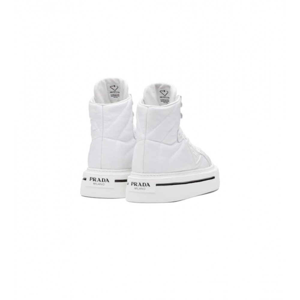 Prada macro re-nylon and Brushed Leather High-Top Sneakers