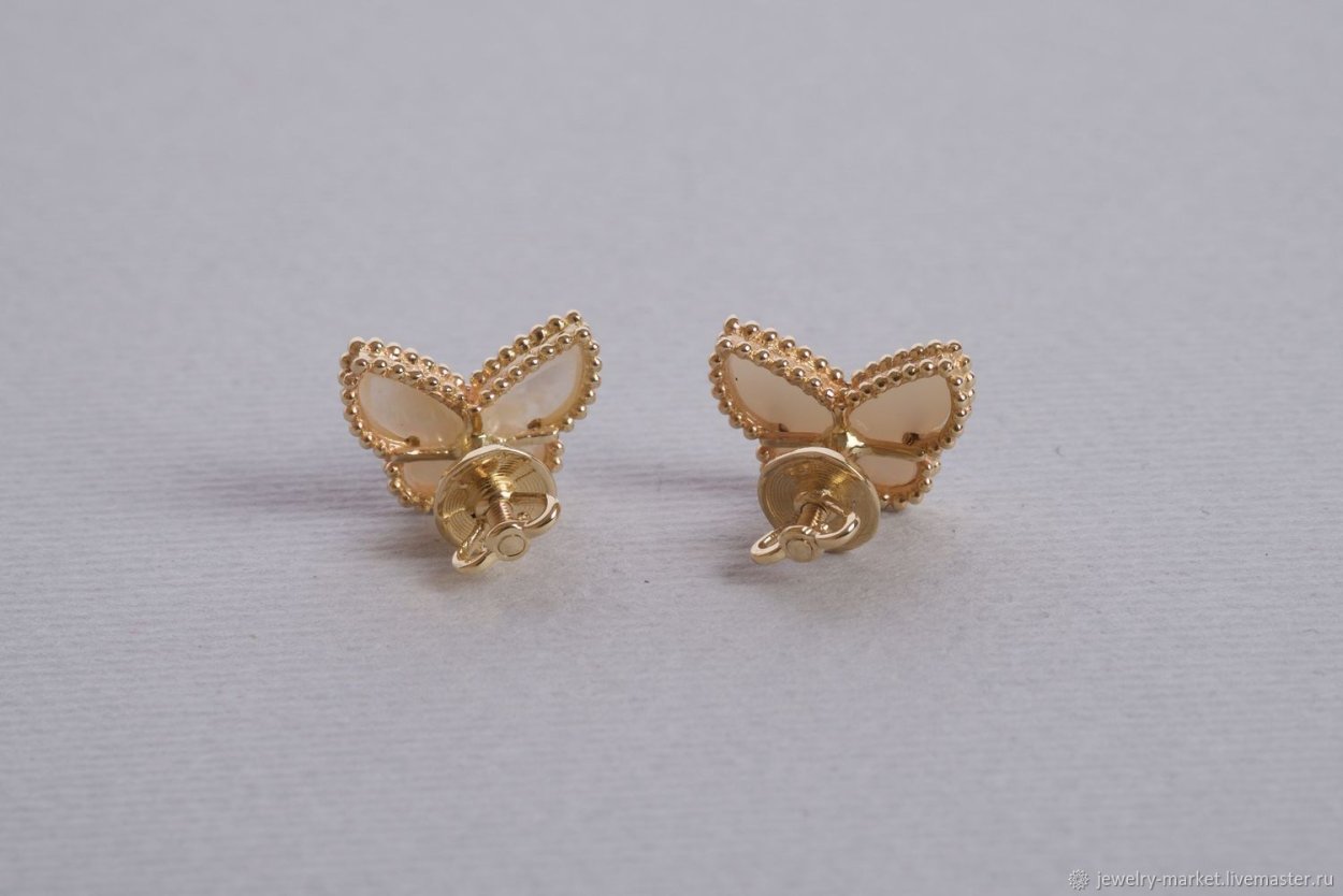 Серьги золотые бабочки с бриллиантами