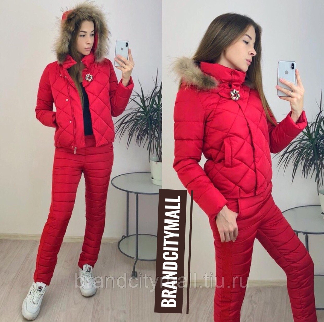 Зимний костюм женский красный
