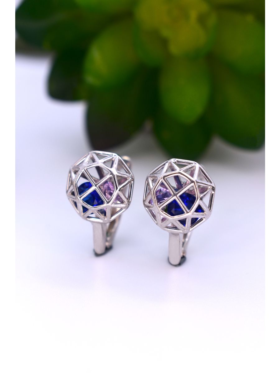 Сережки с танцующим кристаллом