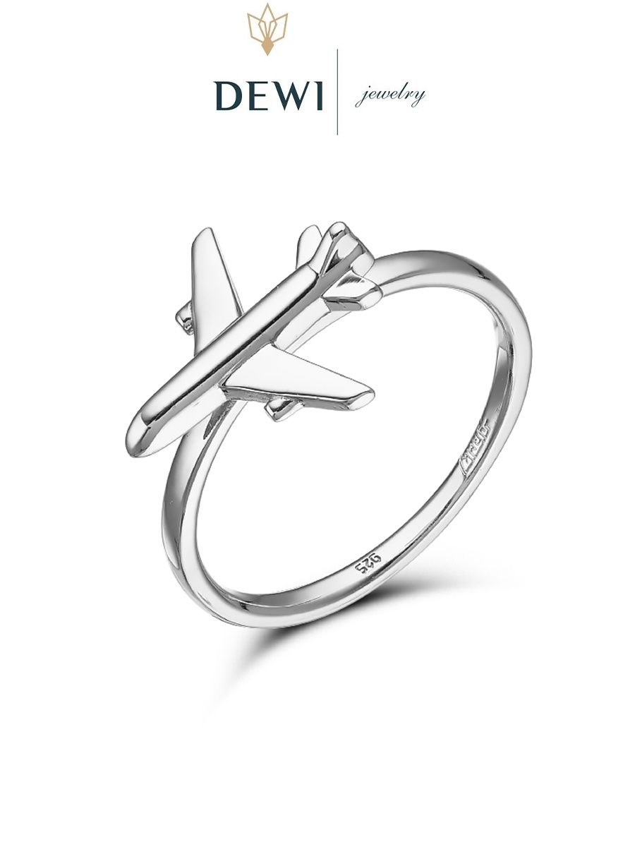 Серебряное кольцо с самолетом