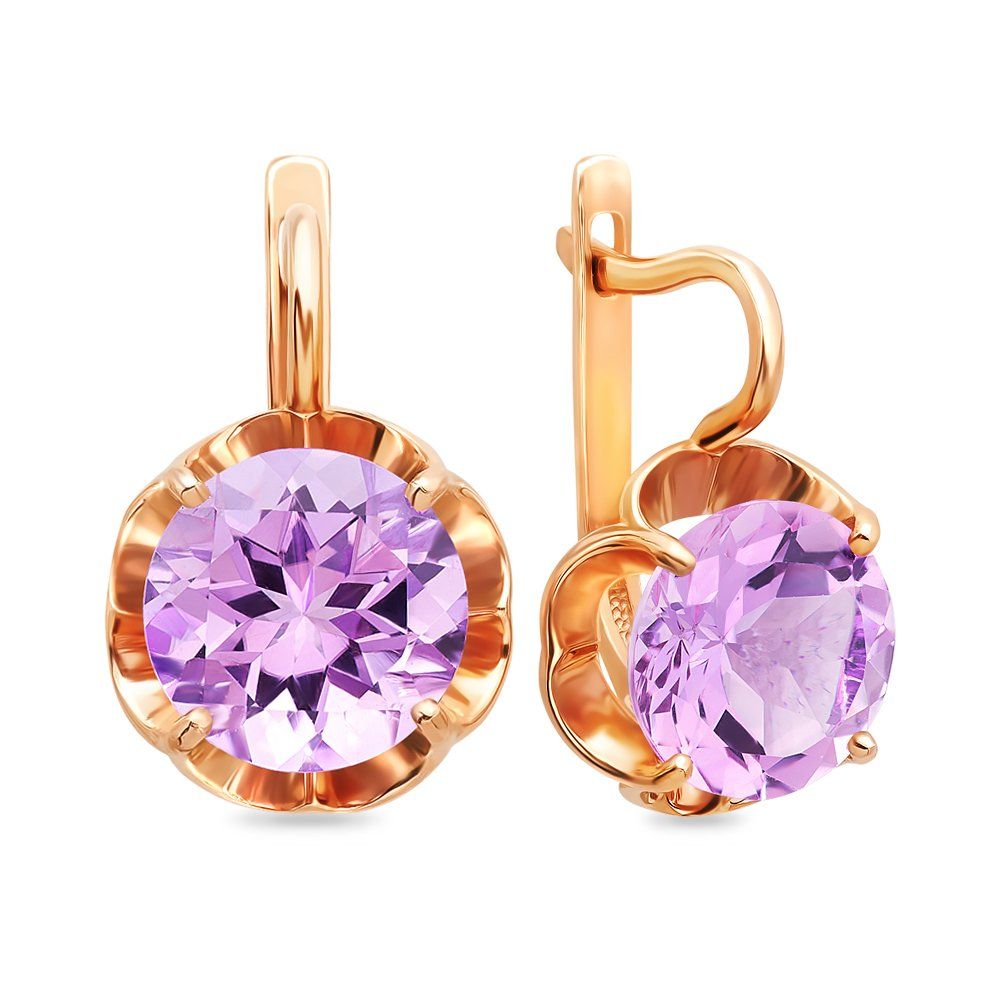 Серьги, золото, аметист, с120-6024амз