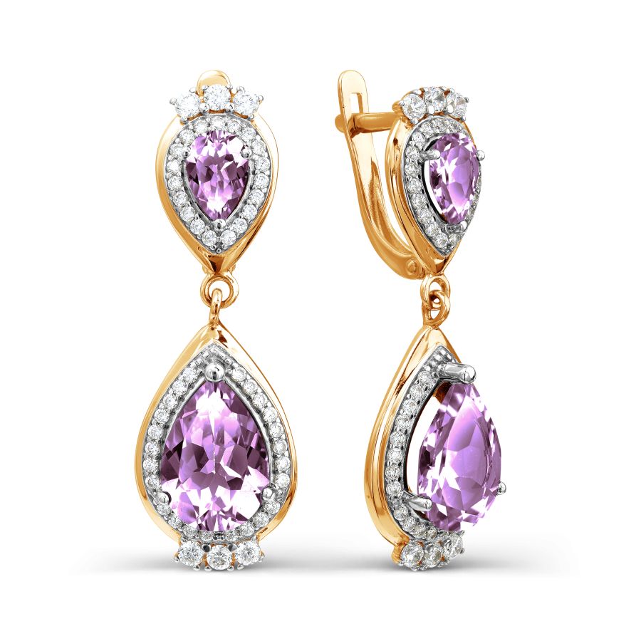 Серьги с аметистами и фианитами (арт. Т703025332)