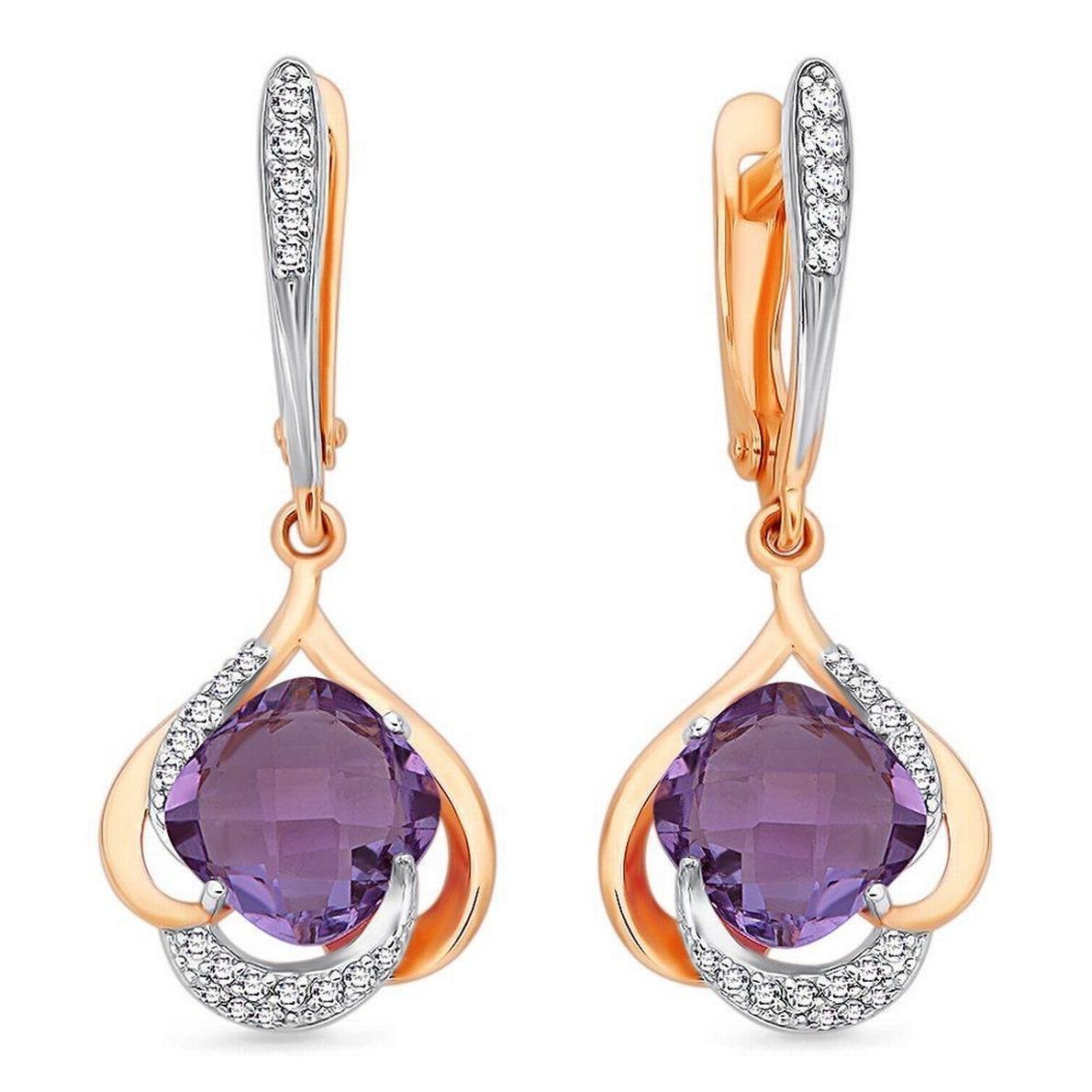 Серьги из золота с аметистами артикул: 727897