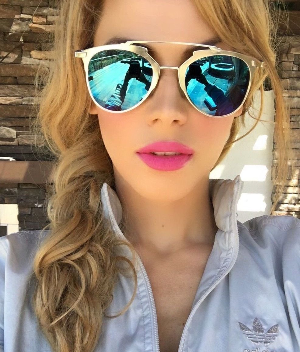 Синие зеркальные солнцезащитные очки ray ban