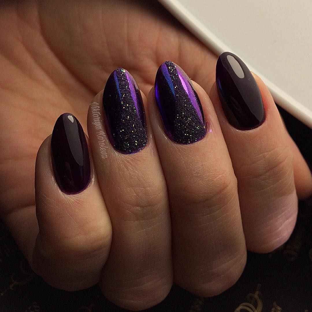Маникюр на короткие ногти цвет баклажан