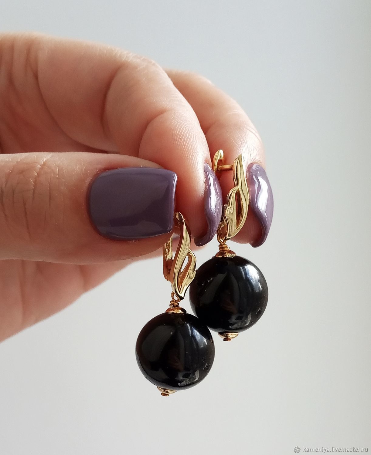 Серьги из черного оникса