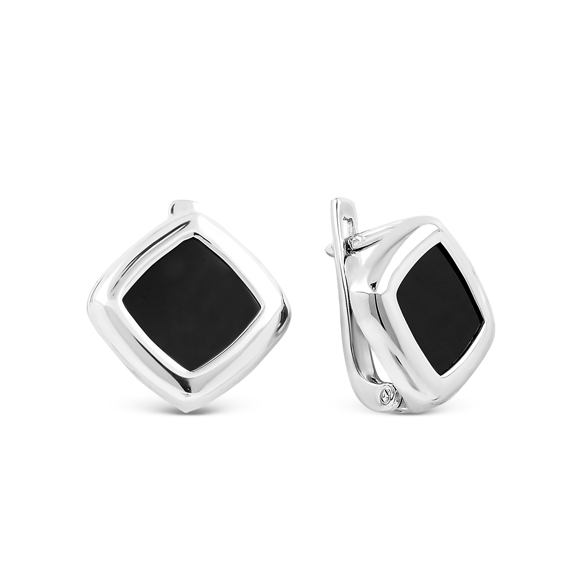 Серьги серебро с черным агатом cur-055