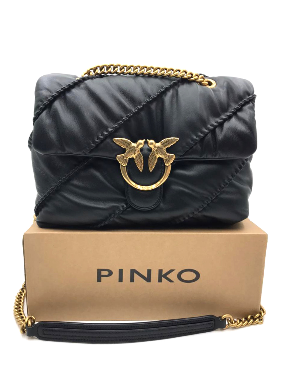 Сумка Pinko Puff черная с серебром