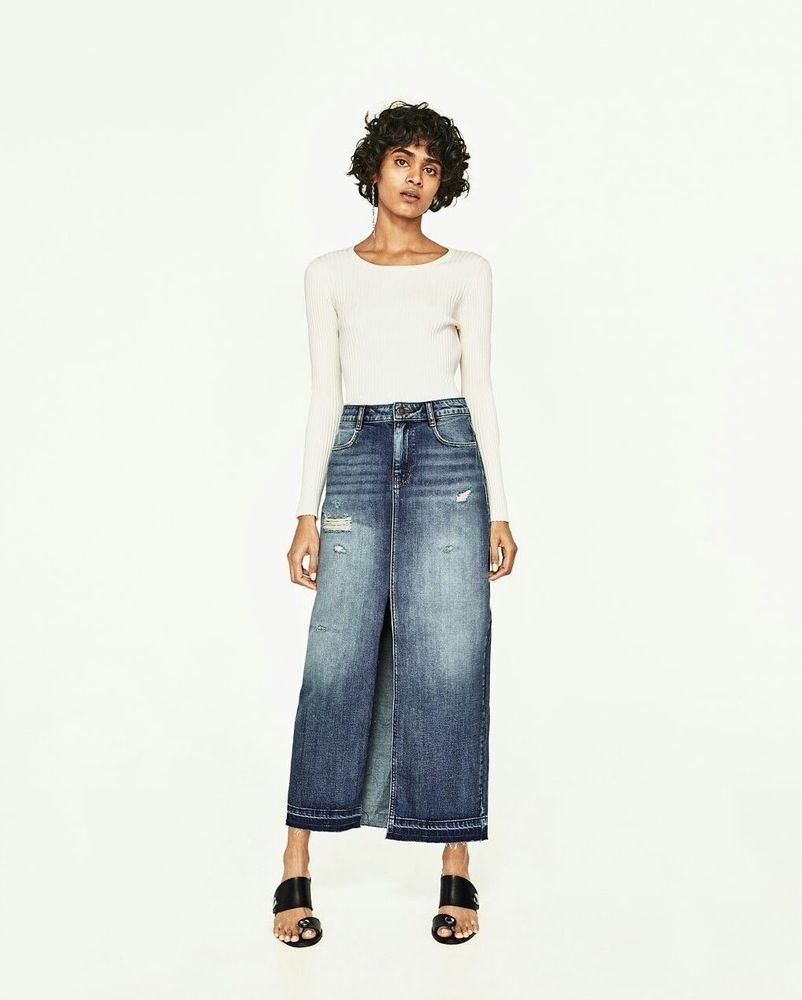 Zara юбка макси деним