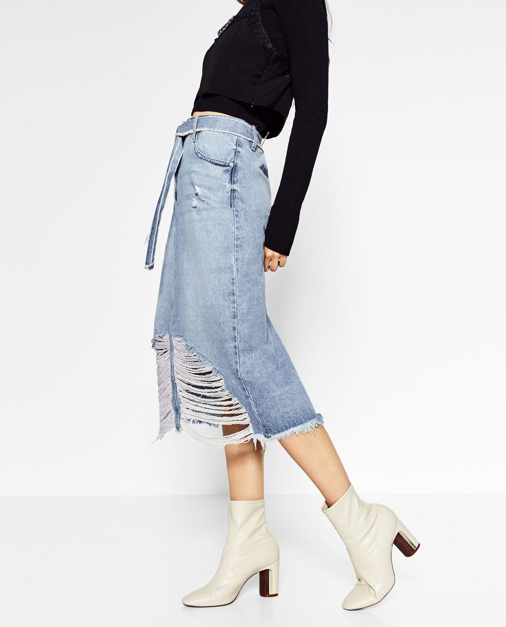 Zara Denim Midi skirt