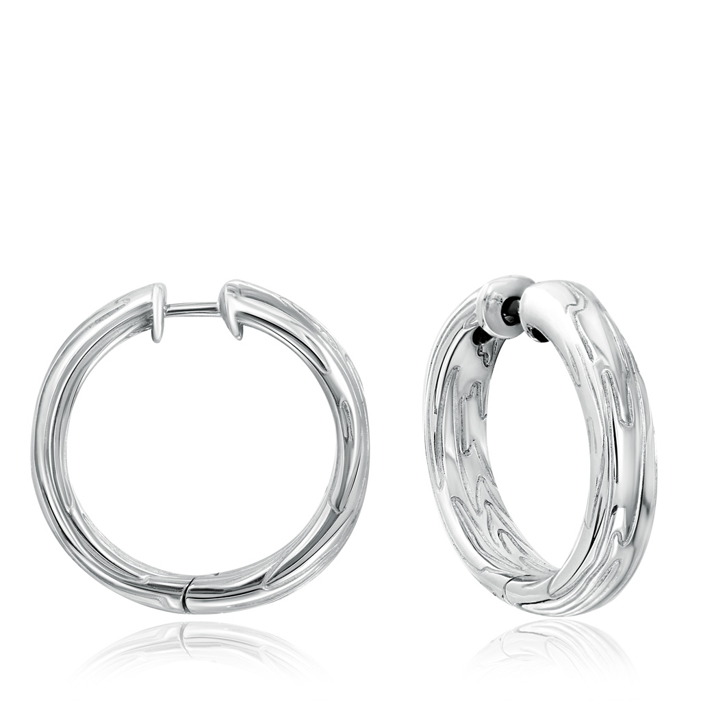 Серьги кольца Конго из белого золота Эстет 01s724819