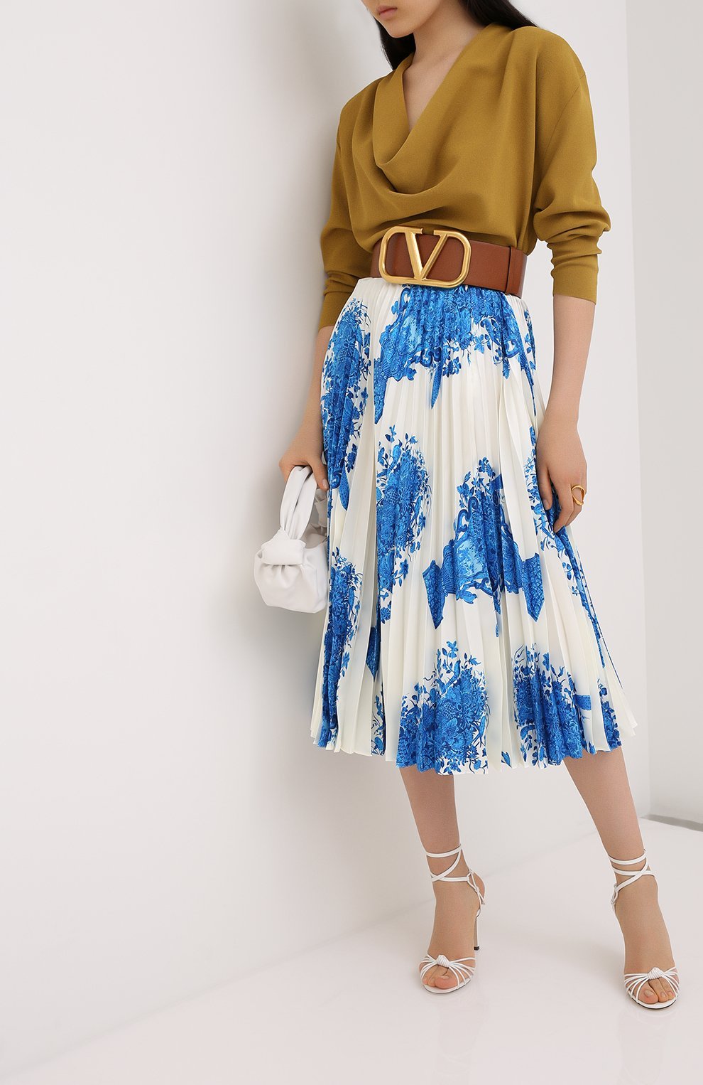 Юбка Valentino синяя с рисунком блестящая