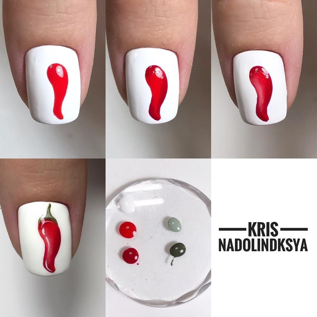 Красный маникюр с перчиком