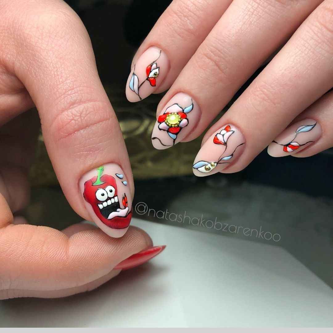 Маникюр перец на ногтях