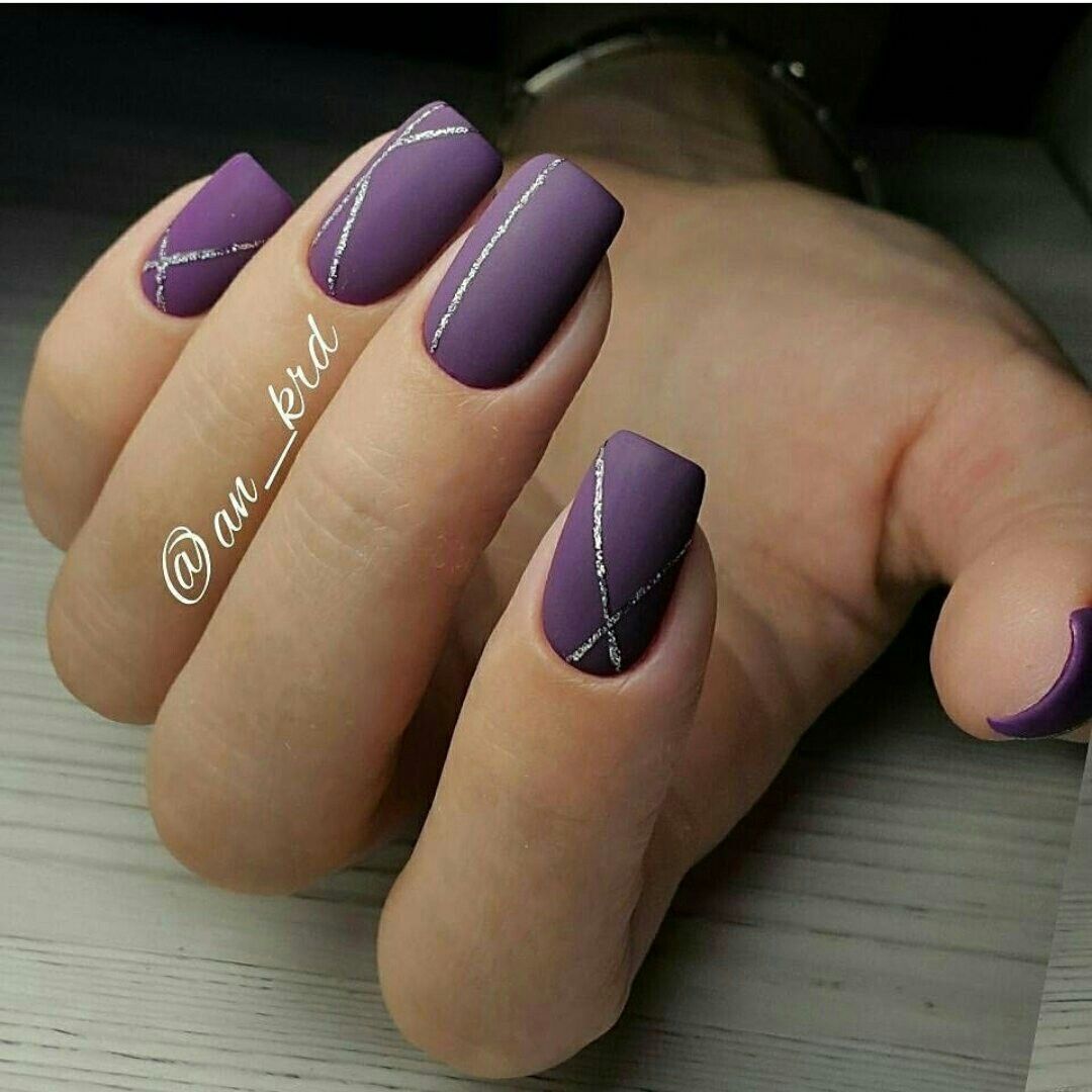 Ногти квадрат фиолетовые