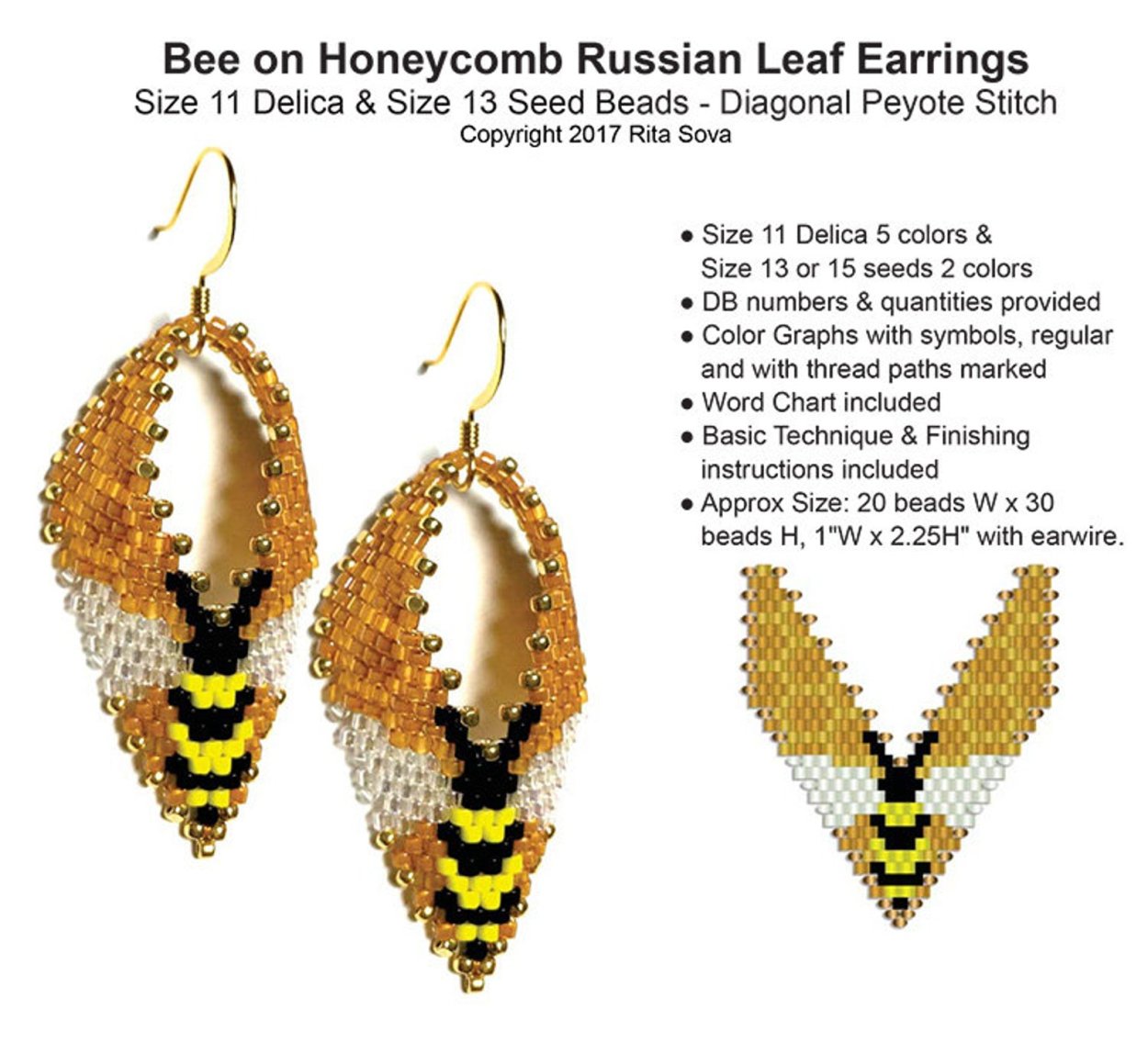 Серьги листики из бисера схема плетения