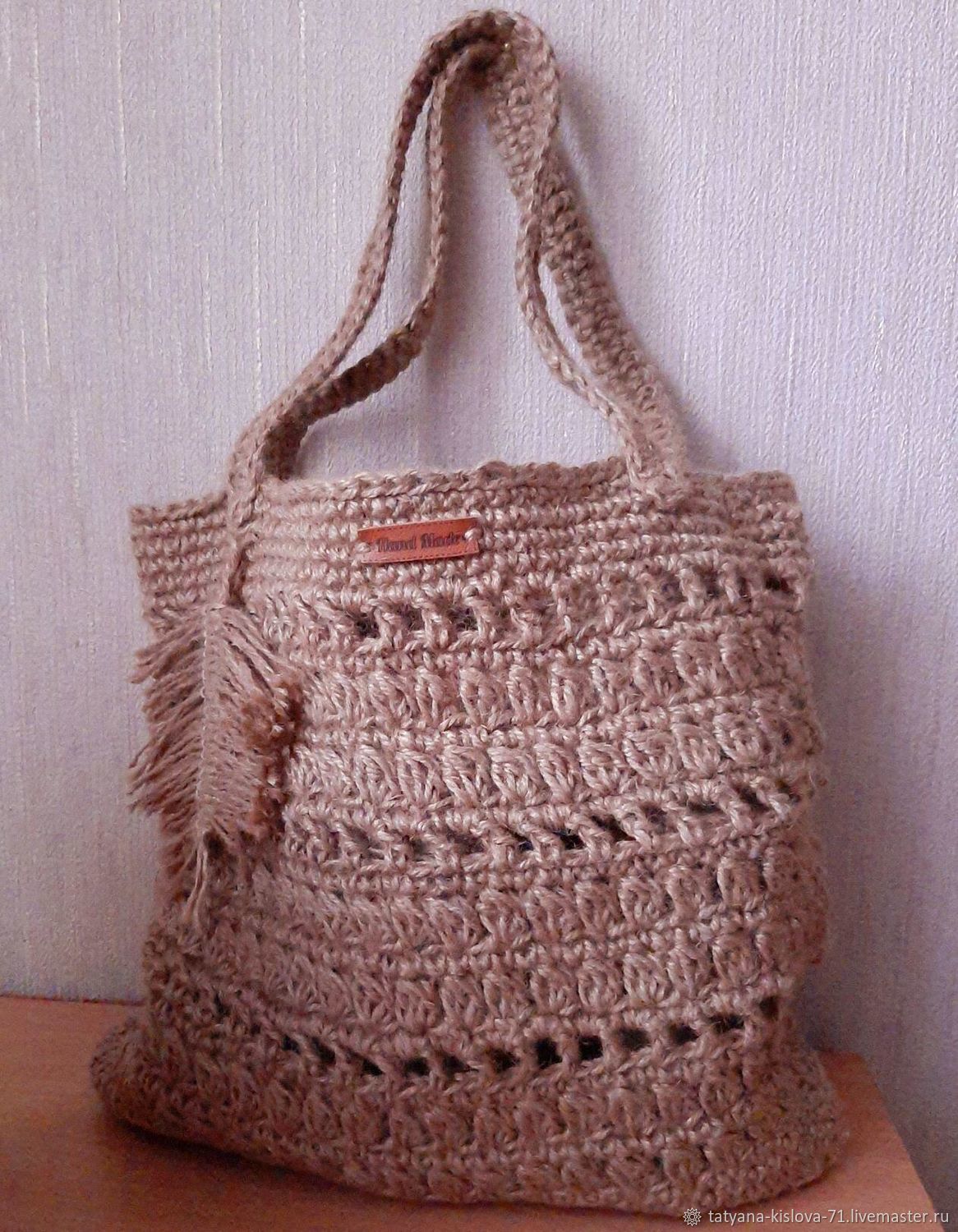 Пляжная сумка из джута крючком