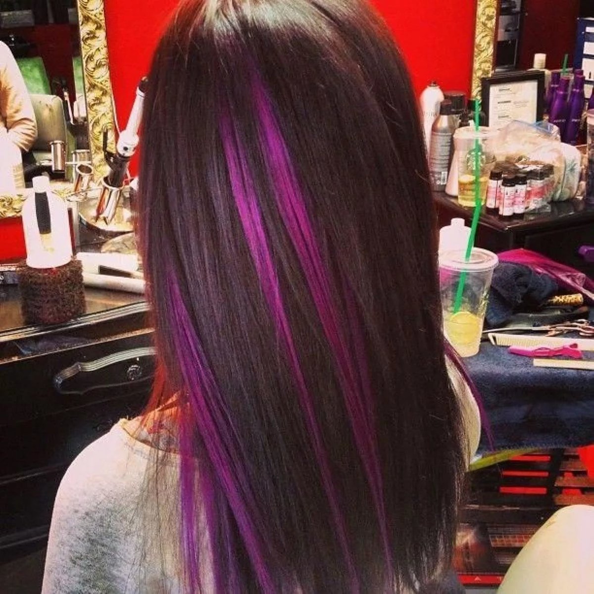 Цветные пряди на длинные волосы