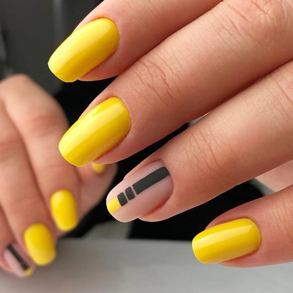 Желтые короткие ногти