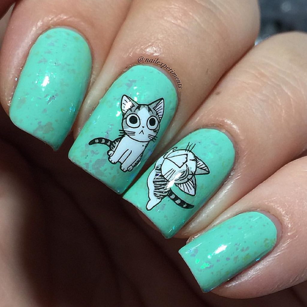 Маникюр с котиками