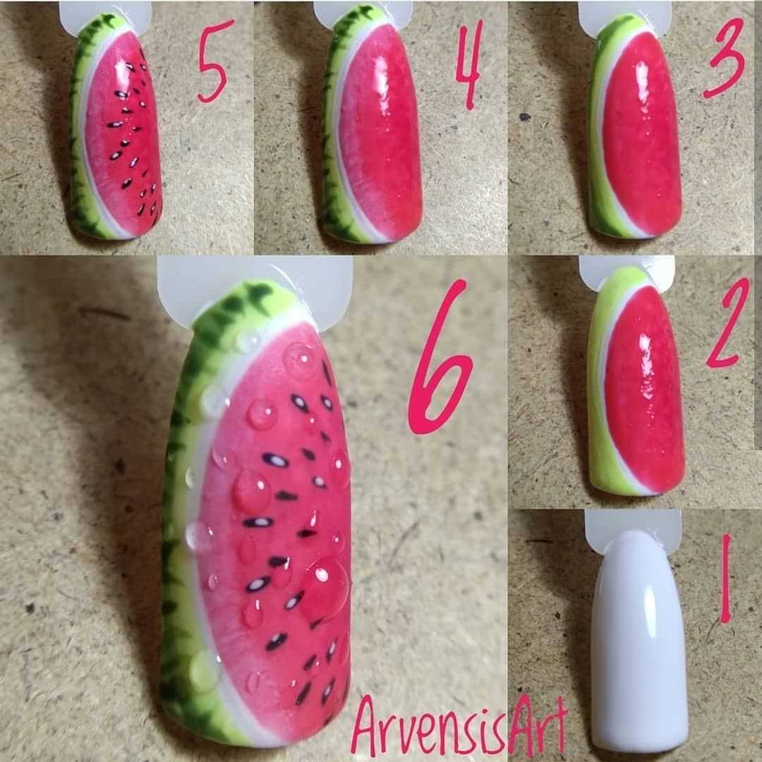 Ногти с арбузиками