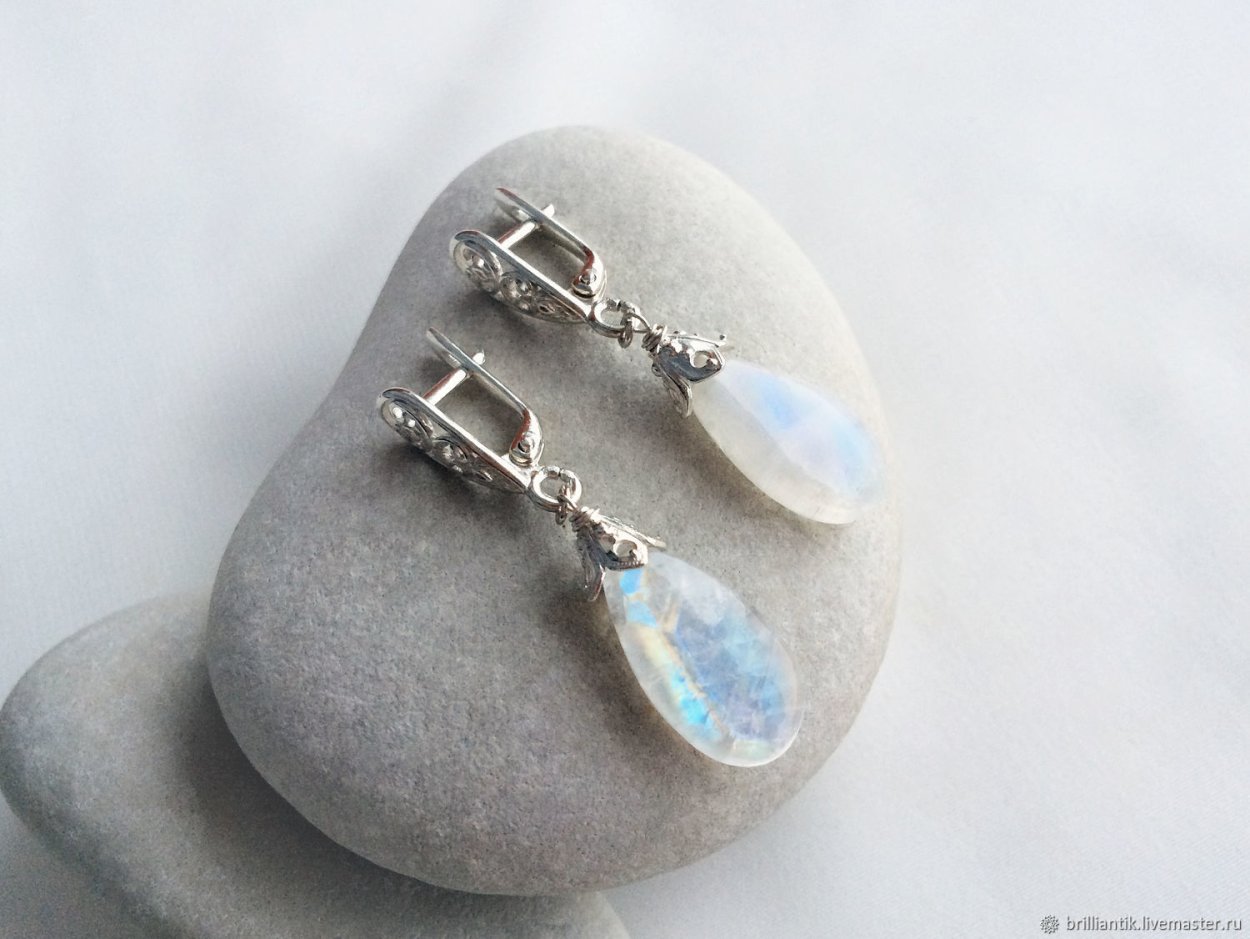 Серьги с лунным камнем ивск31109х13бмr6
