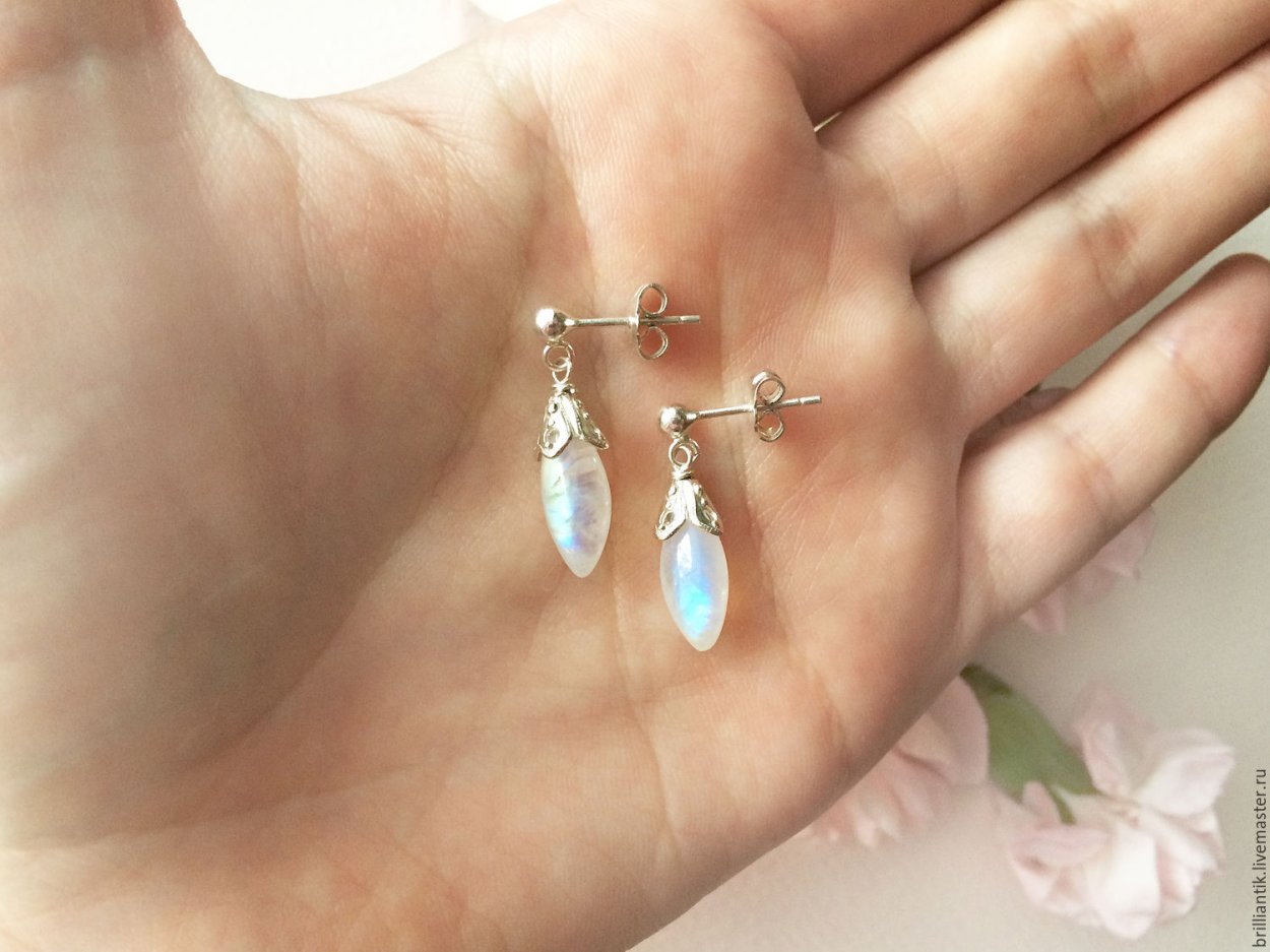 Серьги с лунным камнем ивск31109х13бмr6