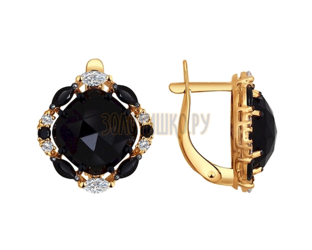 Серьги золотые 585 с агатом