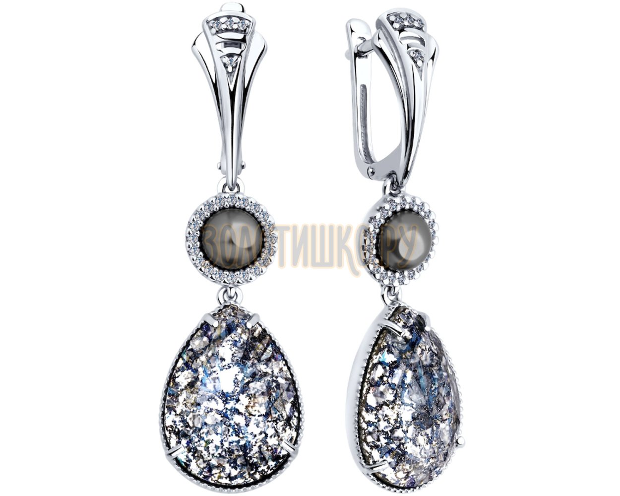 Серьги из серебра с кристаллами артикул 93020994
