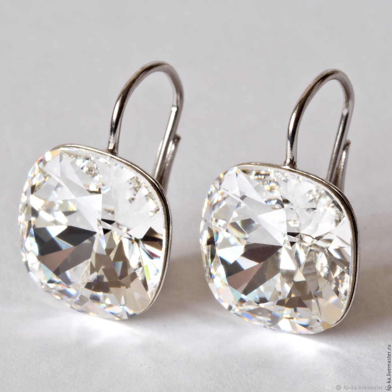 Серьги черный 875 серебро цирконий фианит