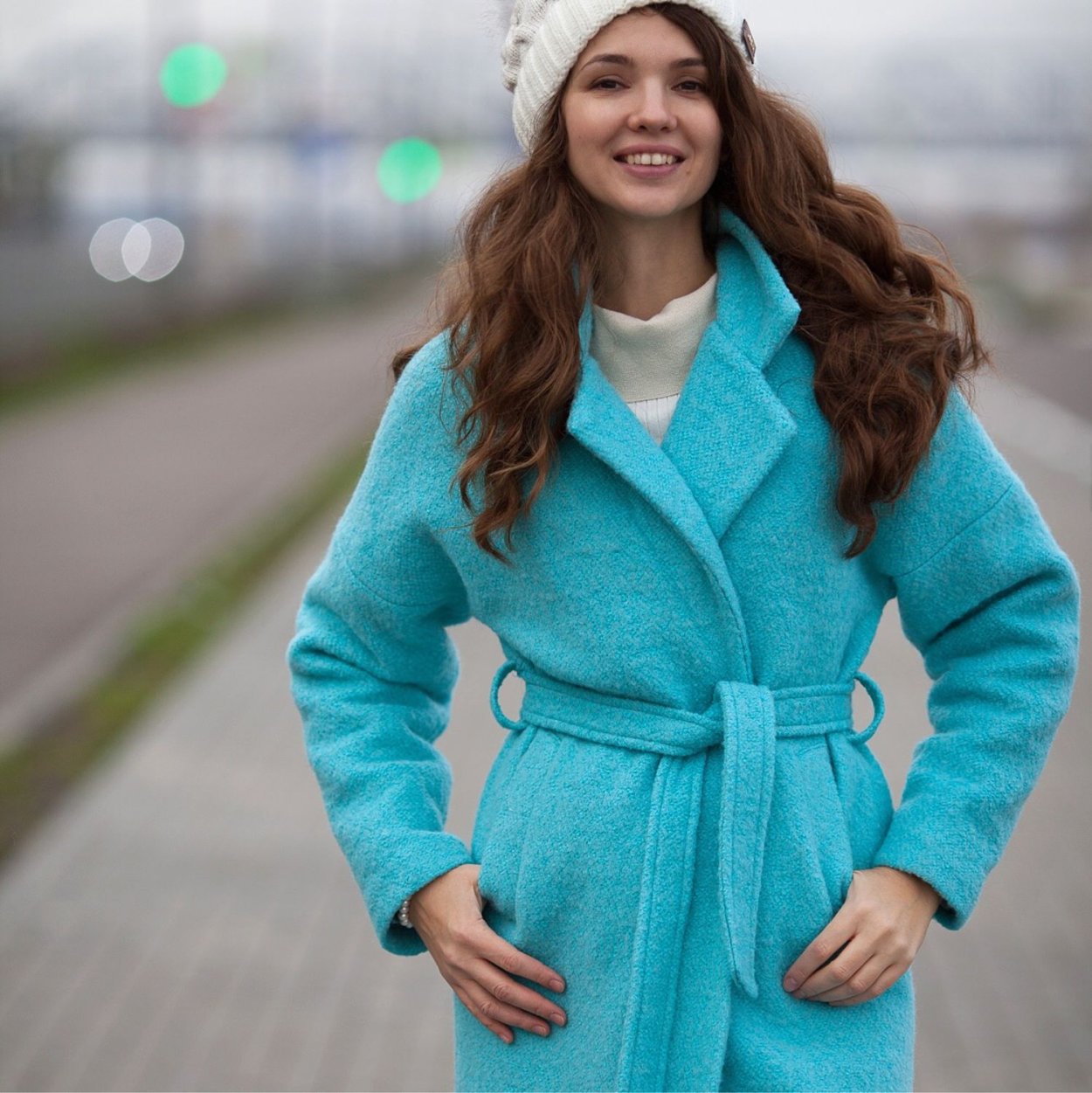 Пальто женское демисезонное цвет Тиффани