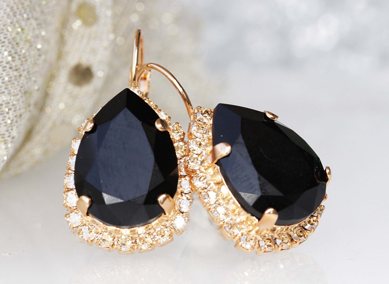 Black Earrings Luxury Spade