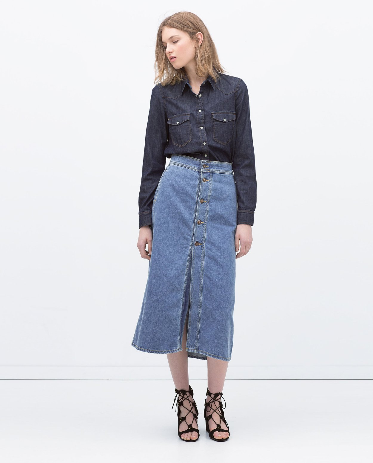 Джинсовая юбка Zara миди